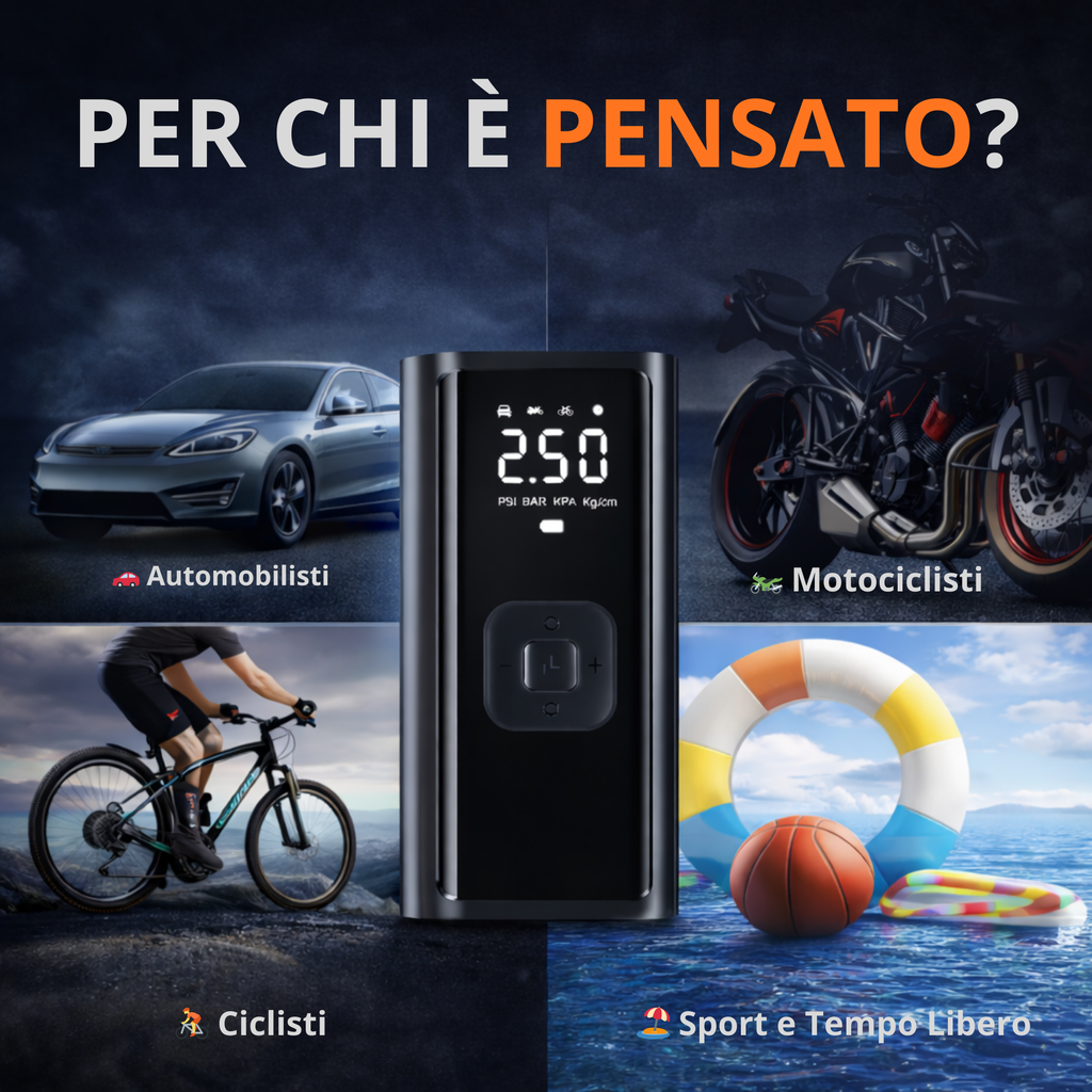 🚗 GonfiaPro™ – Il Compressore Portatile Intelligente che Ti Salva in Ogni Situazione
